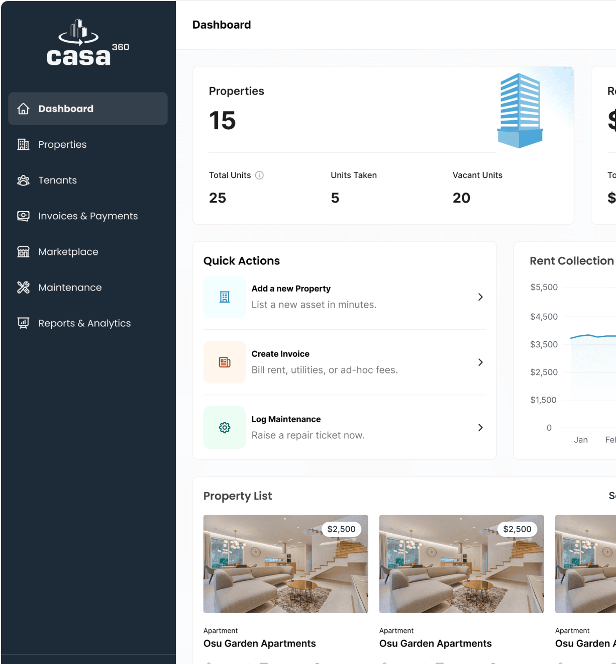 Casa360 dashboard preview
