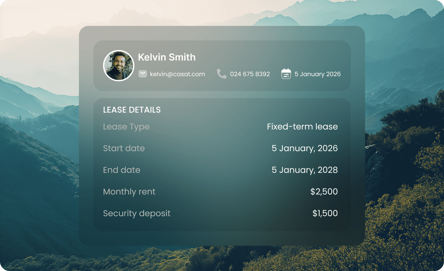 Tenant management — lease details
